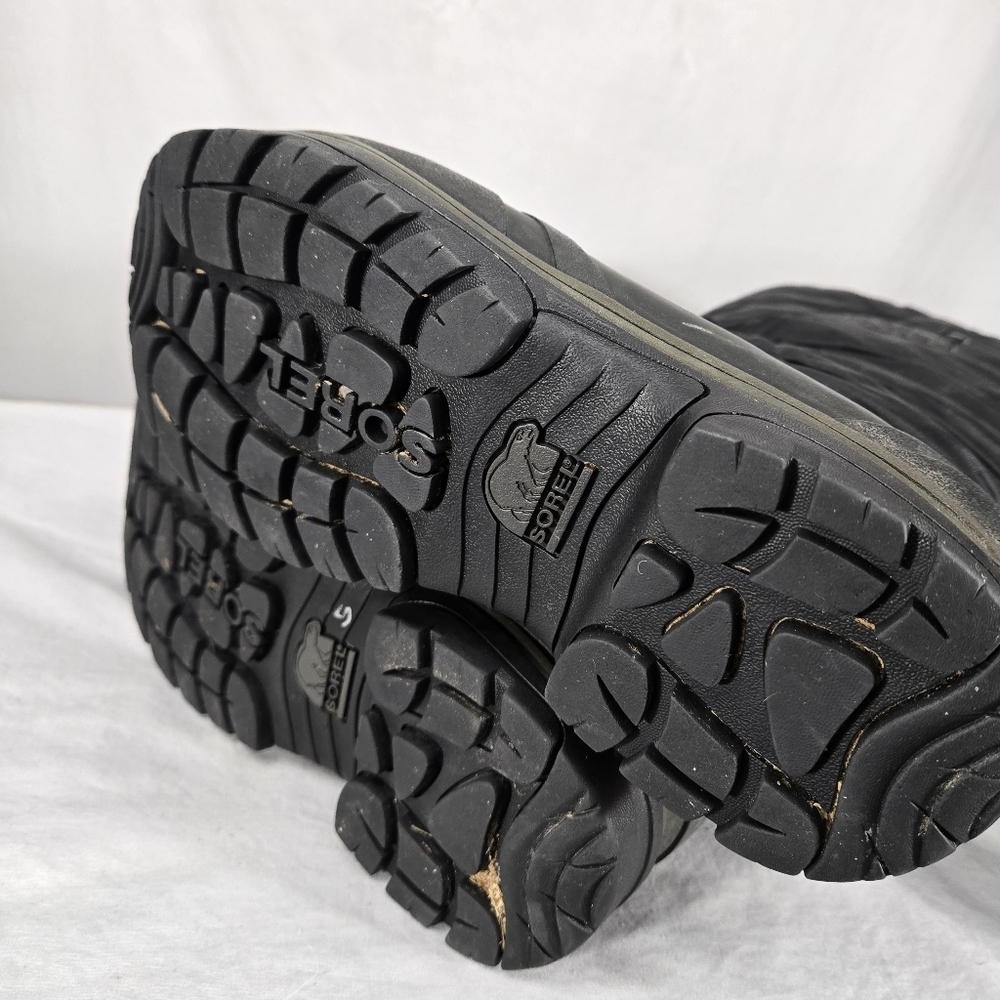Sorel Boots Womens 8 Snowlion Waterproof Felt Lined Black Tall Snow Mid Calf - Picture 7 of 8